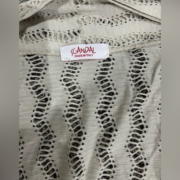 Scandal made in Italy boho style long crocheted duster in natural color OS - Picture 10 of 14